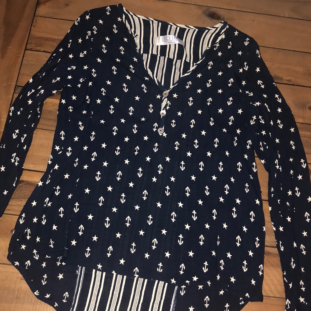 Lucy Love Navy Blue With Anchor and Star Blouse